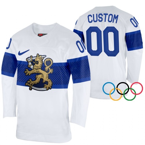 NHL Finnland dresy Personalizované Winter Olympics Bílá 2022