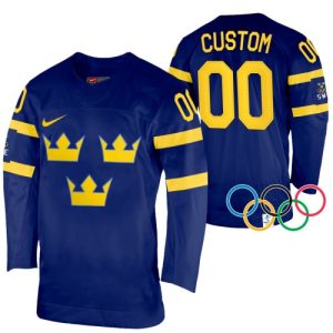 NHL Schweden dresy Personalizované Winter Olympics námořnictvo 2022