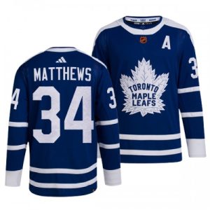 Pánské NHL Toronto Maple Leafs Dresy Auston Matthews 34 Reverse Retro 2.0 Modrý 2022-23