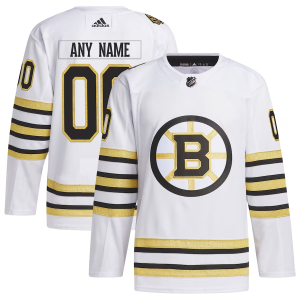 NHL Boston Bruins Dres Personalizované 100th Anniversary Primegreen 2023-24 Bílý Authentic