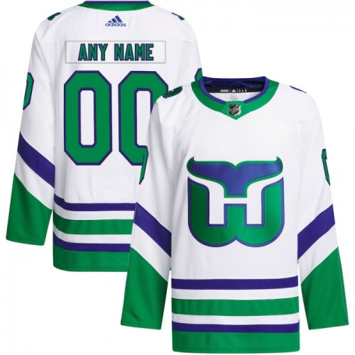 NHL Carolina Hurricanes Dres Personalizované Heritage Classic Adidas 2023-24 Bílý Modrý Zelená Authentic